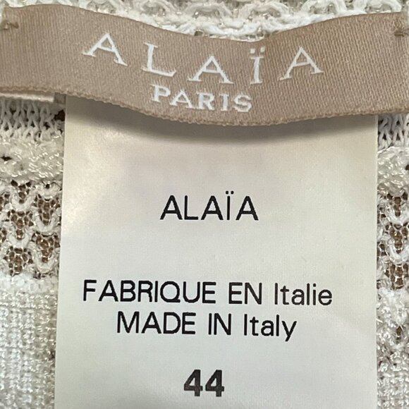 Alaïa Crochet Dress (White) Knitted in corded cotton/nylon and stretch viscose - Picture 9 of 9